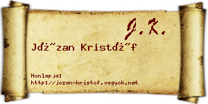 Józan Kristóf névjegykártya