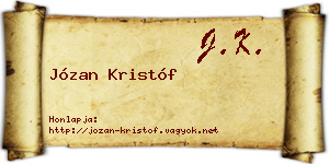 Józan Kristóf névjegykártya